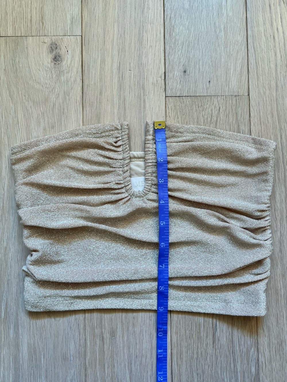 Meshki Crop Top Tube Strapless Gold Shimmery Small - Picture 7 of 7